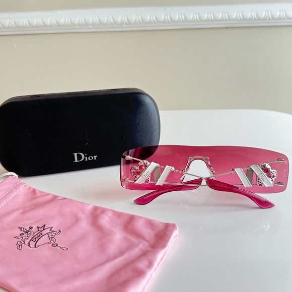LIKE NEW 🍒 DIOR RARE HEART CORE RIMLESS CRYSTAL PINK SUNGLASSES - Picture 9 of 12